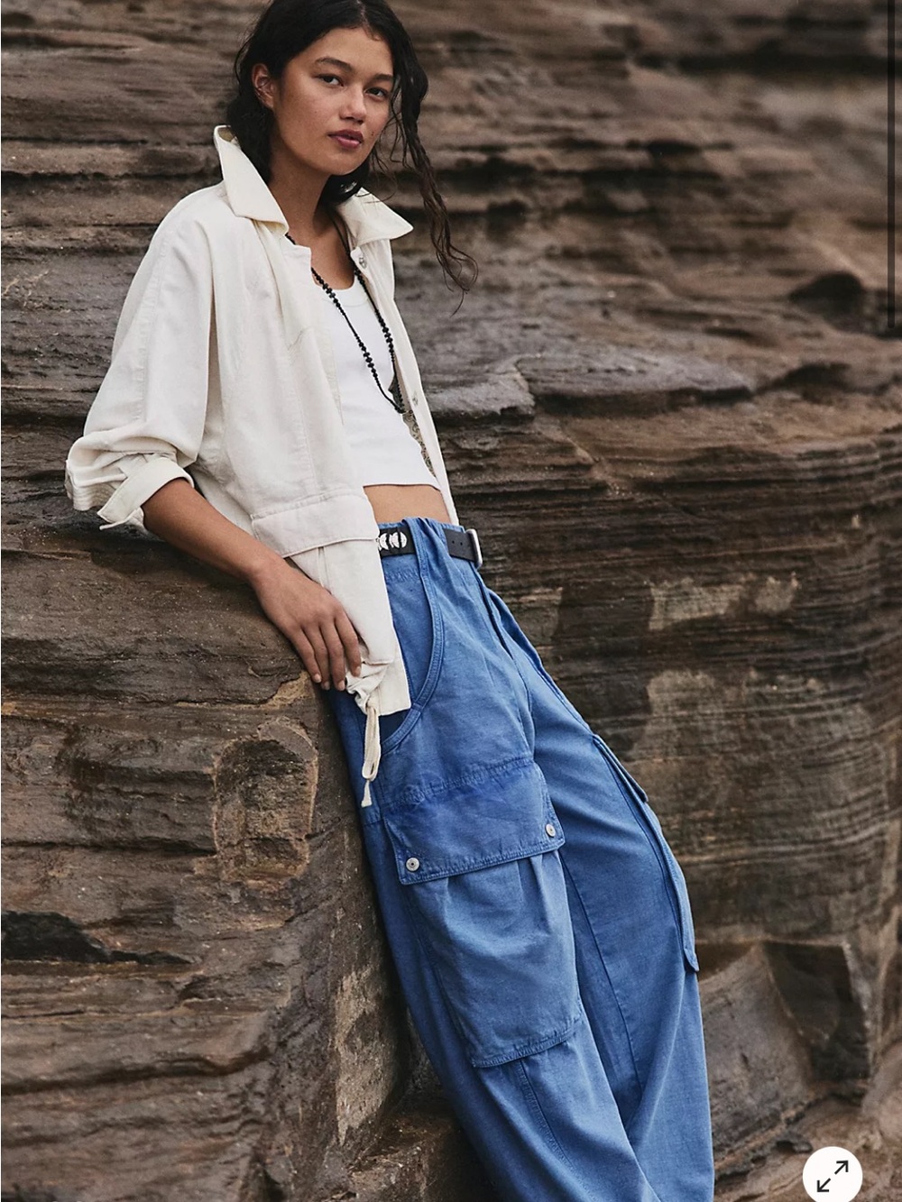 Free People Blue Cargo Pants